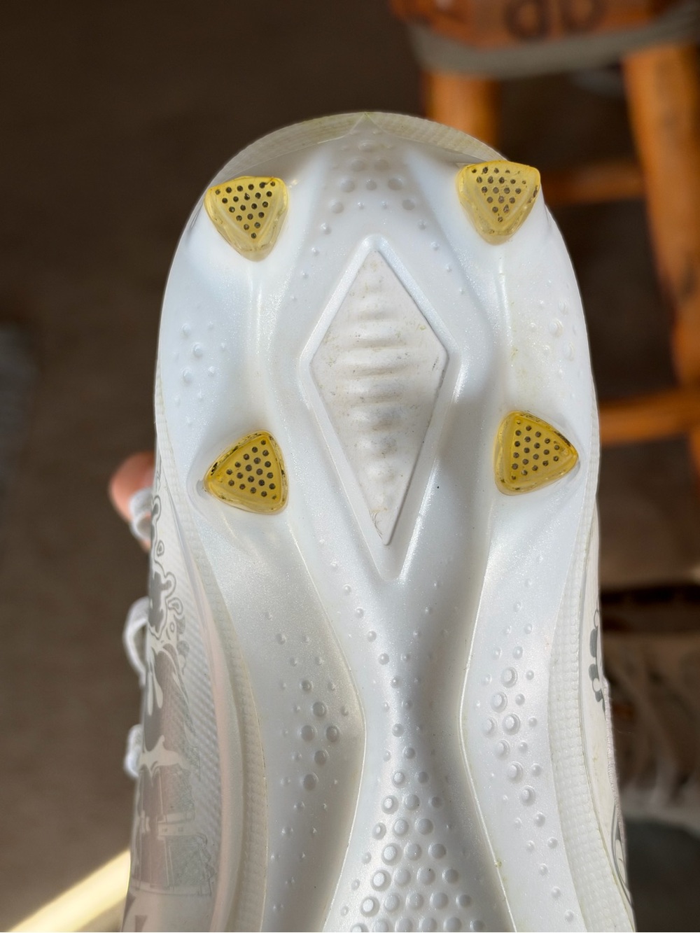 adidas FREAK White Soccer Cleats with Yellow Studs